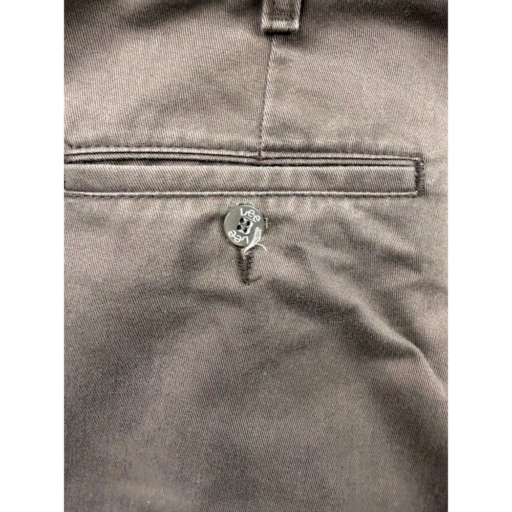 Lee Performance Khakis Mens Charcoal Gray Brown Flat Front Cotton Pants 36x30 - Picture 3 of 10